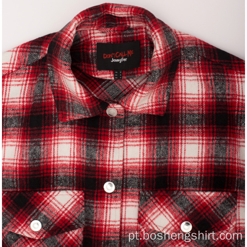 Camisa de flanela grossa masculina com cheque de inverno